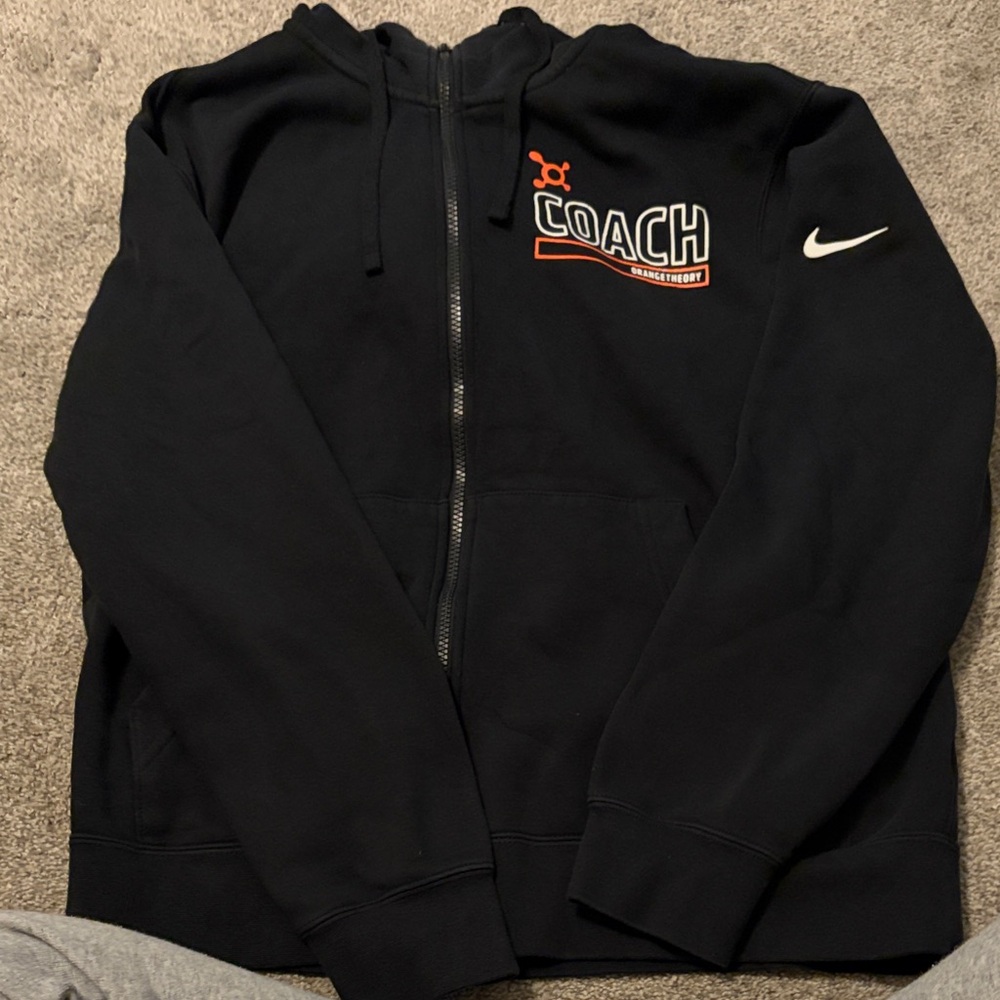 Nike Black Zip Hoodie with Orangetheory Coach Accent